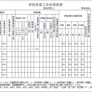 2015年学校体育工作的3个表册